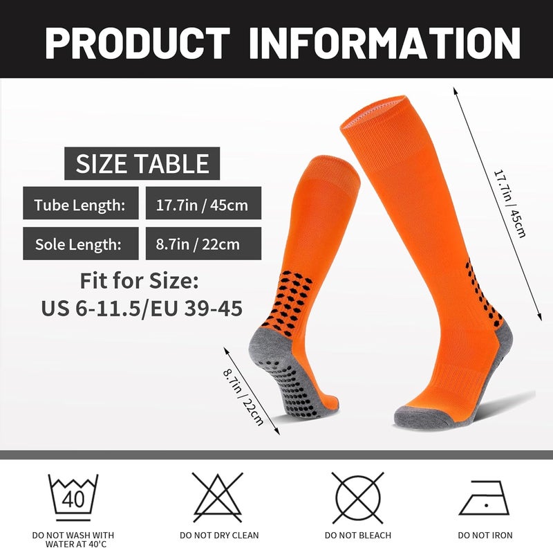 Regilt 3 Pairs Grip Soccer Socks Men Cushioned Non Slip Football Basketball Sports Socks Knee High Long Socks - Image 2